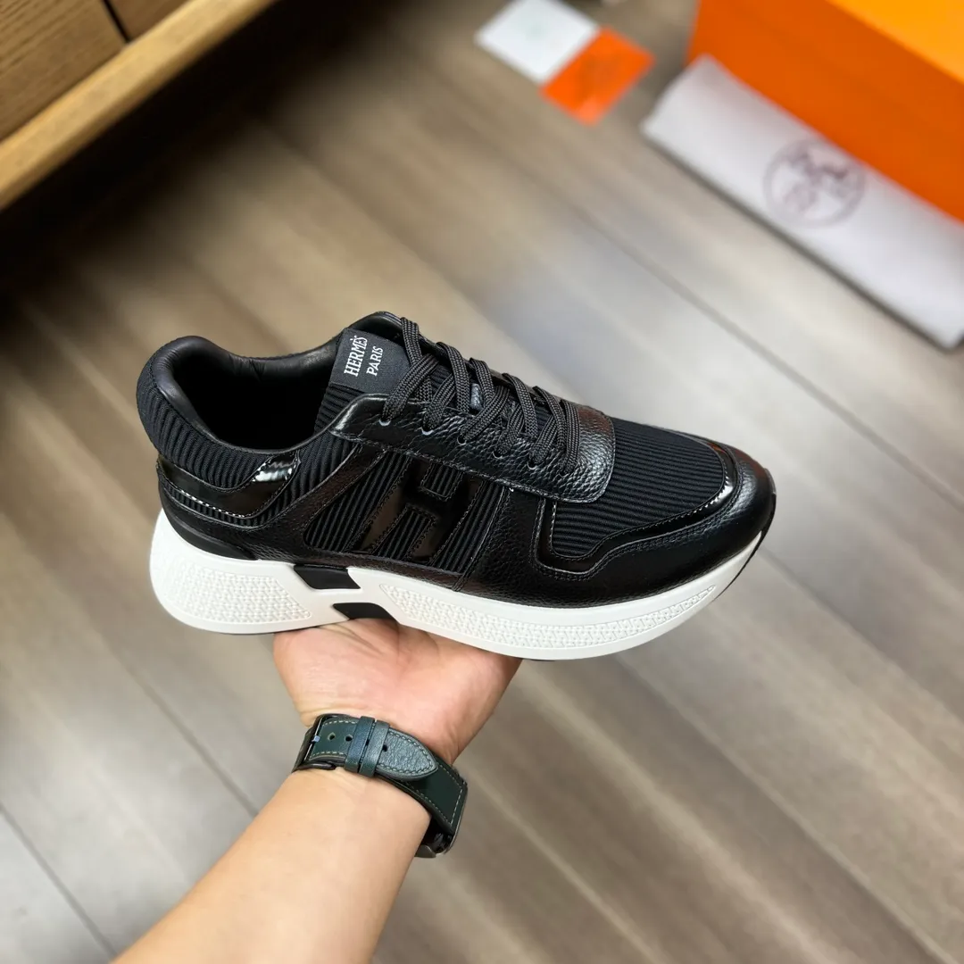 [HERMES] Hermès men's shoes 💰520💰 - High-end quality original order - Upper: 🔝 tumbled calfskin, high mercerized striped fabric, sewn brand H totem - Lining: water-dyed cowhide - Outsole: ultra-light T men's shoes 💰U foam rubber; two-color molded outsole - Super high quality control, fine workmanship: highlighted (high-end, luxury, grade) -Size :38-44 (45, customized)